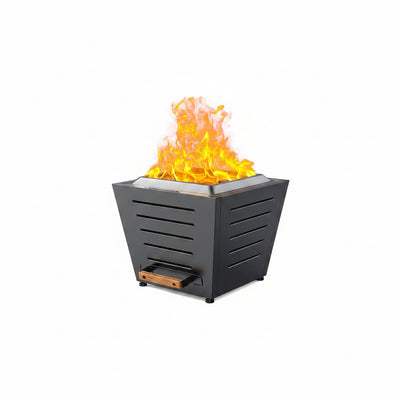 25 Inch Smokeless Fire Pit Stainless Steel Wood Burning Fireplace Portable Outdoor Fire Pit Patio Smokeless Firepit with Pull-Out Ash Tray and Handles, Black